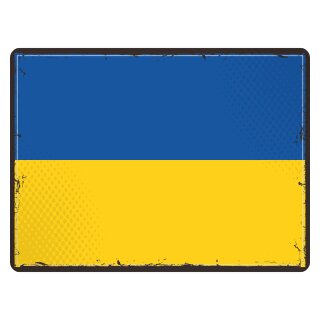 Blechschild "Flagge Ukraine Retro" 40 x 30 cm Dekoschild Ukraine Flagge