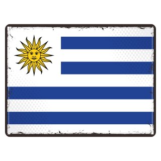 Blechschild "Flagge Uruguay Retro" 40 x 30 cm Dekoschild Nationalflaggen