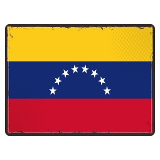 Blechschild "Flagge Venezuela Retro" 40 x 30 cm Dekoschild Nationalflaggen