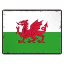 Blechschild "Flagge Wales Retro" 40 x 30 cm...