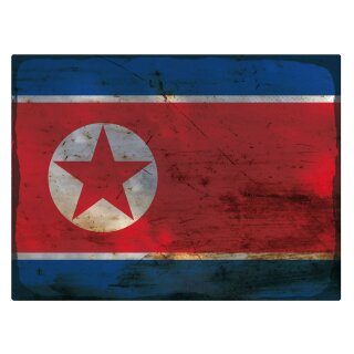 Blechschild "Flagge Nordkorea Rusty Look" 40 x 30 cm Dekoschild Nationalflaggen