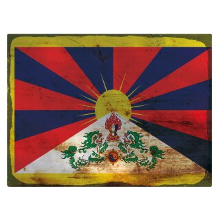 Blechschild "Flagge Tibet Rusty Look" 40 x 30 cm Dekoschild Nationalflaggen