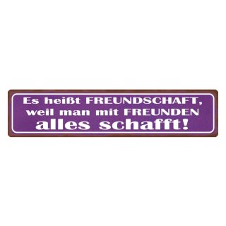 Blechschild "Freundschaft, weil mit Freunden schaft" 46 x 10 cm Dekoschild Freunde