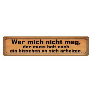 Blechschild "Wer mich nicht mag muss an sich arbeiten" 46 x 10 cm Dekoschild Freunde