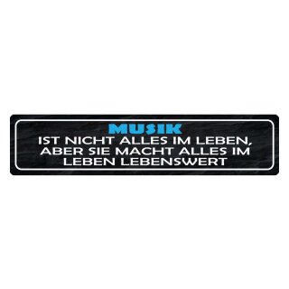 Blechschild "Musik nicht alles im Leben aber lebenswert" 46 x 10 cm Dekoschild Stereo Anlage