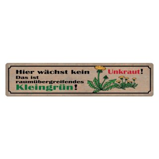 Blechschild "Kein Unkraut, Kleingrün" 46 x 10 cm Dekoschild jäten