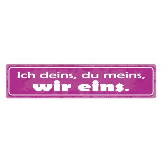 Blechschild "Ich deins, du meins, wir eins" 46 x 10 cm Dekoschild Beziehung