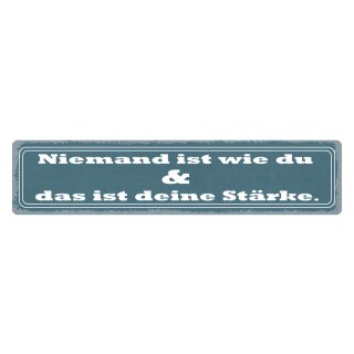 Blechschild "Niemand ist wie du, deine Stärke" 46 x 10 cm Dekoschild Vergleich