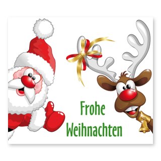 Weihnachtsaufkleber Weihnachtssticker-Rentier Folie Größe 40 x 35mm 100 Stück auf Rolle