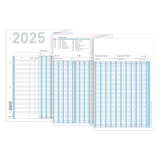 Urlaubsplaner 2025 gefalzt 4-fach-Lochung