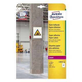 Avery Zweckform® L7875-20 Papier-Etiketten - A4, 240 Stück, 105 x 48 mm, stark haftend, weiß