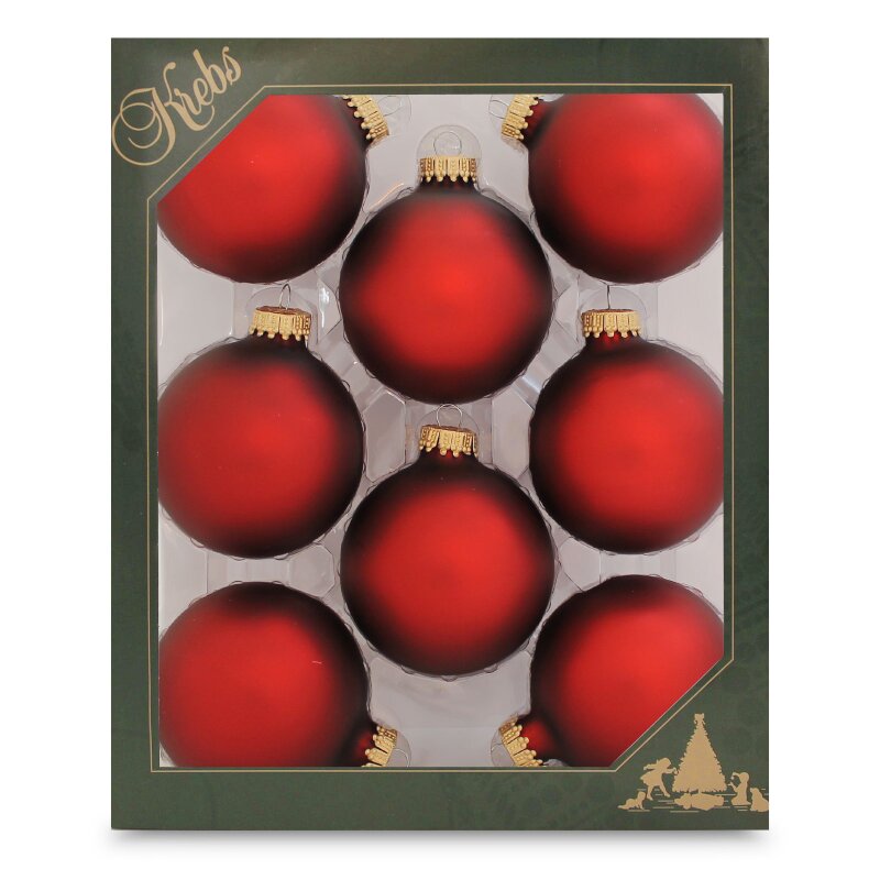 Weihnachtskugeln rot matt 8 Stück/Set, Ø 7 cm