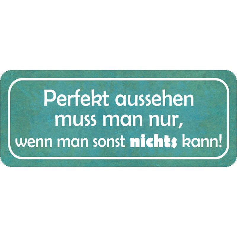 Schild Spruch "perfekt aussehen nur, wenn man sonst nichts kann" 27 x