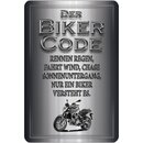 Schild Spruch "Biker Code" 20 x 30 cm Blechschild