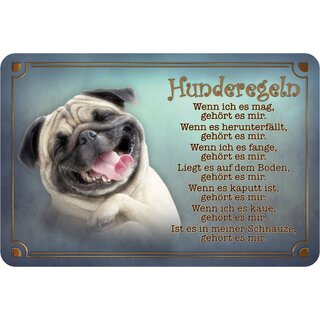 Schild Spruch "Hunderegeln" 20 x 30 cm Blechschild