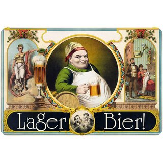 Schild Spruch "Lager Bier" 20 x 30 cm Blechschild