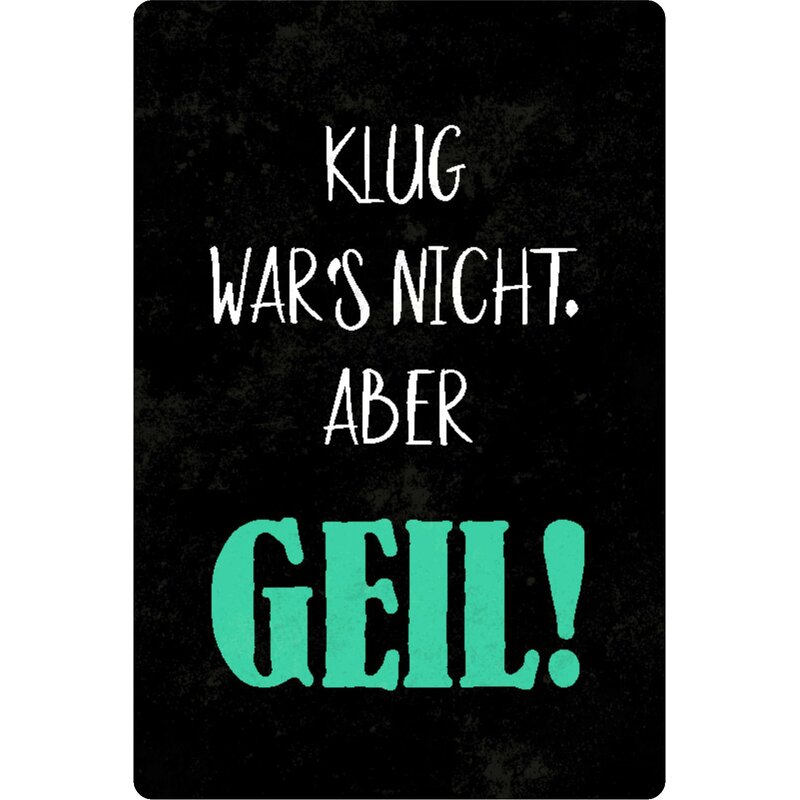 Schild Spruch "Klug wars nicht, aber geil" 20 x 30 cm Blechschild, 7,99