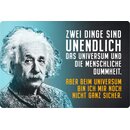 Schild Spruch "unendlich, Universum Dummheit"...