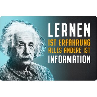 Schild Spruch "Lernen Erfahrung, ander Information" Einstein 20 x 30 cm Blechschild