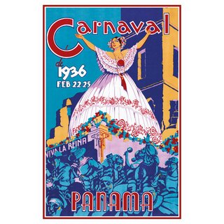 Schild Vintage "Carnaval - Panama 1936" 20 x 30 cm Blechschild