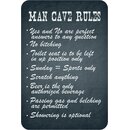 Schild Spruch "Man cave rules, Sports only, Beer,...